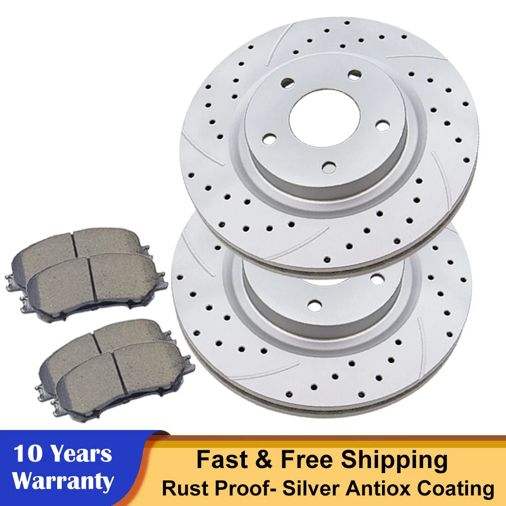 Front Rotors Disc Ceramic Brake Pads Kit for Nissan Rogue (2014–2017)