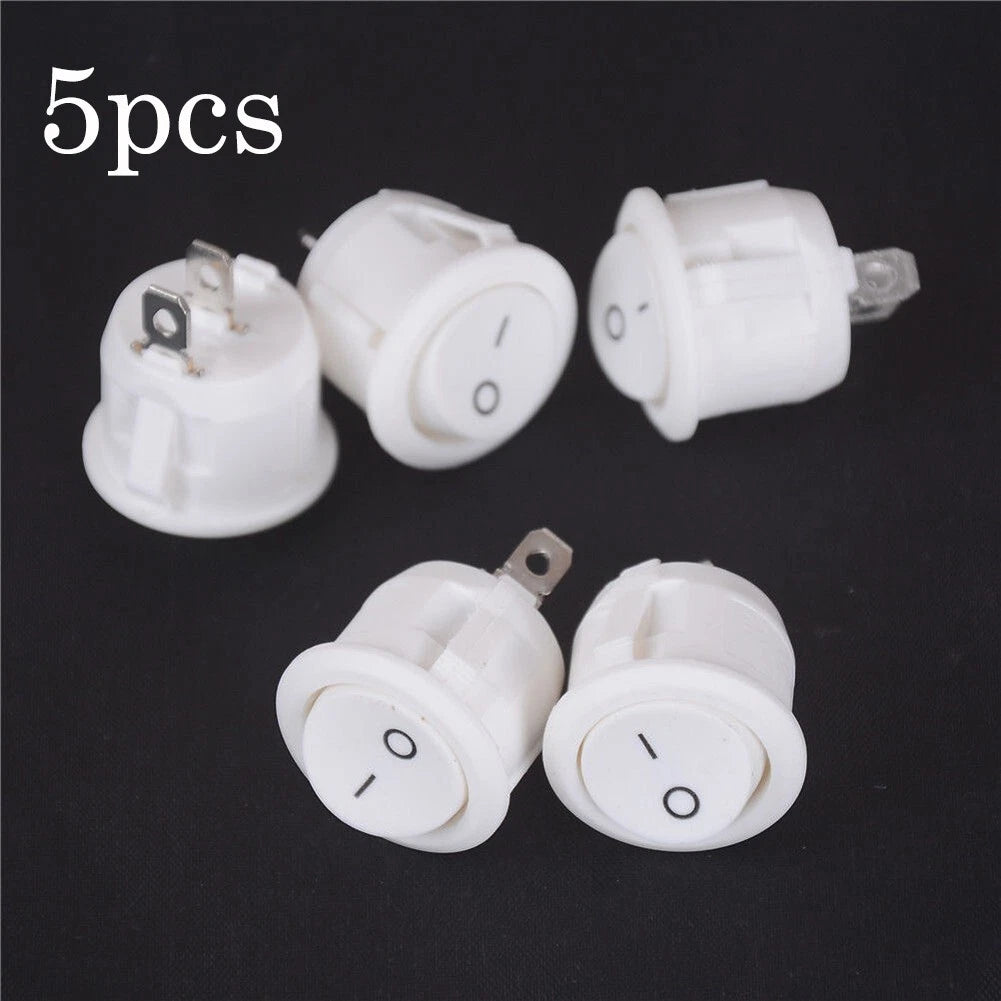 Set of 5 Mini Rocker Switches for Motorhome ON-OFF Round Terminal
