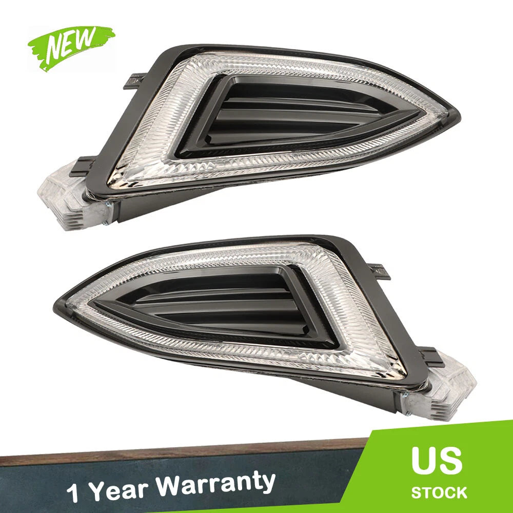 Pair LED DRL Parking Light Bumper Fog Lamp for Ford Edge (2015–2018)