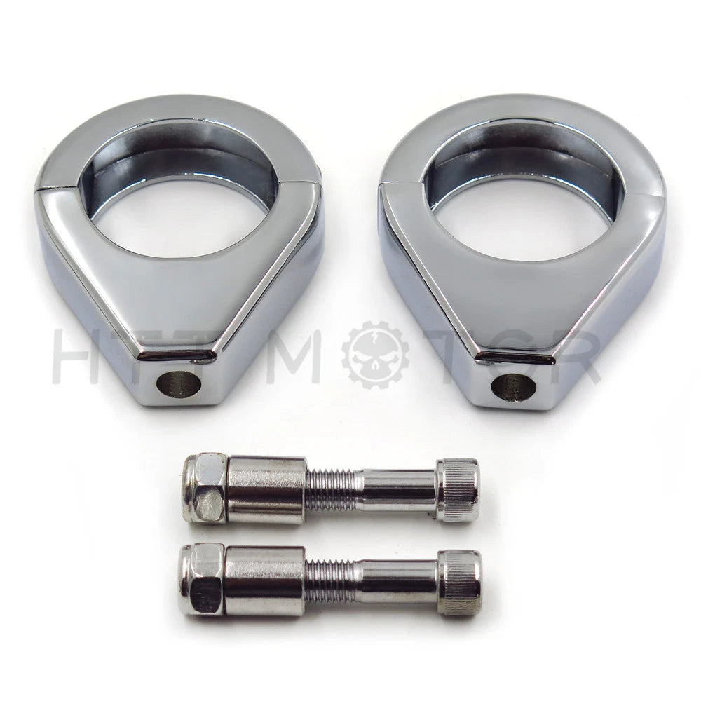Turn Signal Indicator Relocation Fork Clamp for Honda Kawasaki (41mm, Chrome)