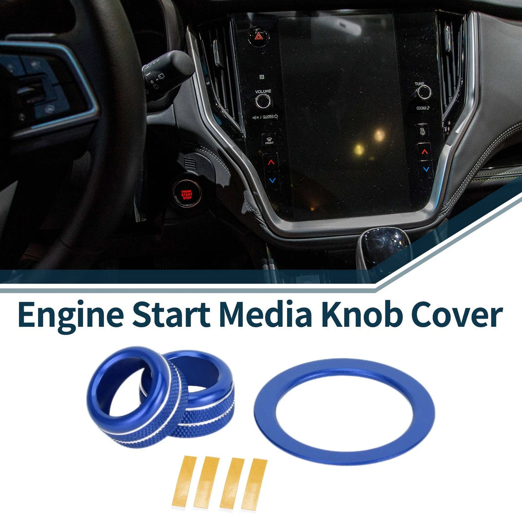 3 Pcs Media Tune Engine Start Button Knob Cover Ring for Subaru WRX (2022–2023) Blue
