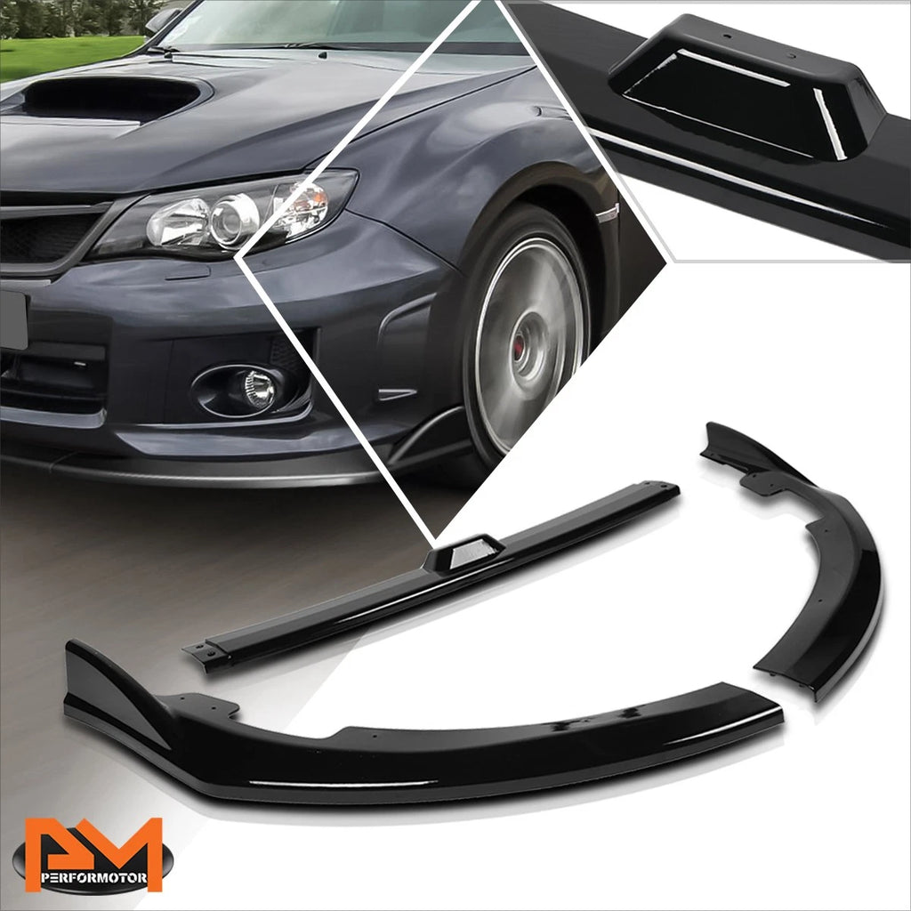 Gloss Black Front Bumper Body Kit Lower Spoiler Lip for Subaru WRX STI (2008–2010)