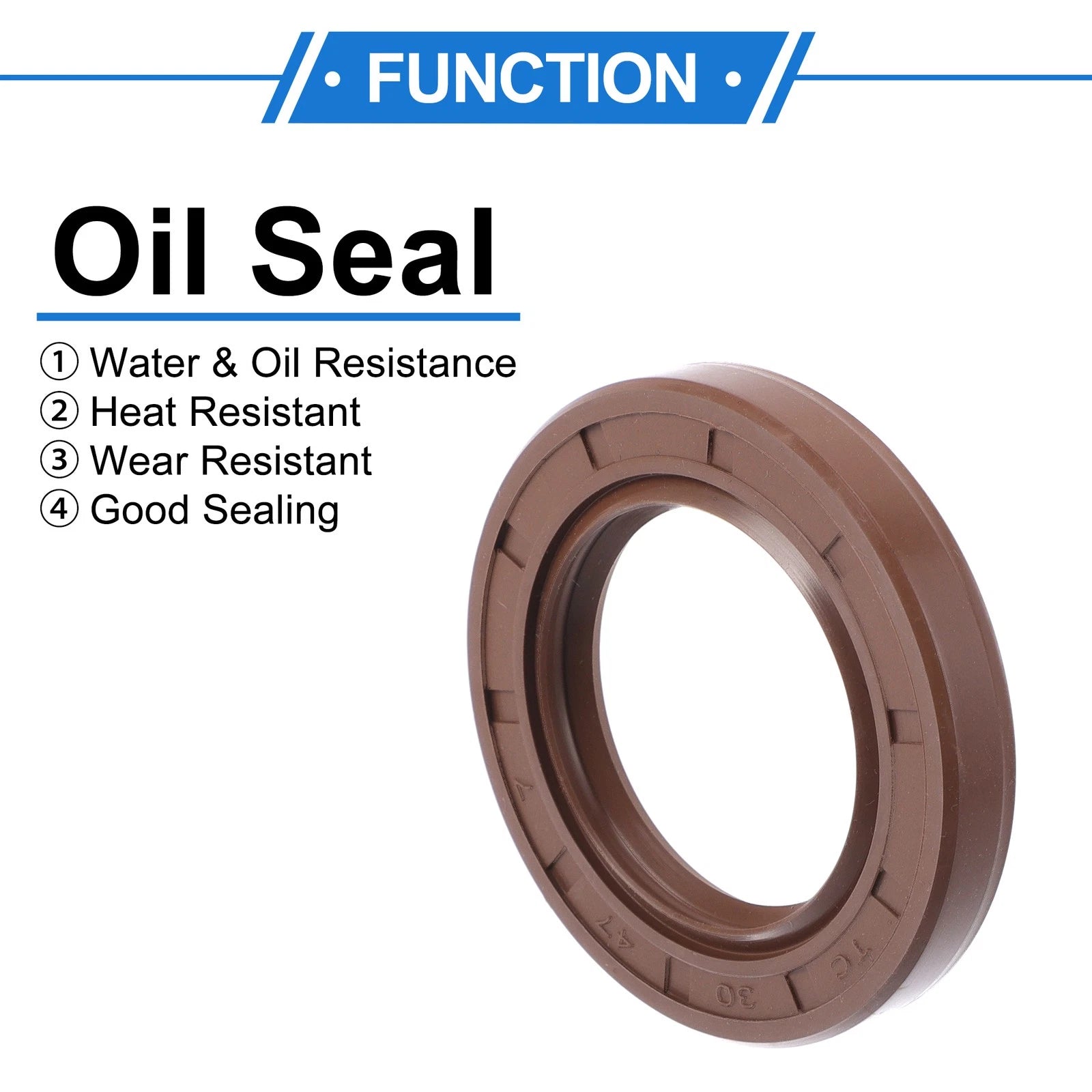 2X Oil Seal Rotary Shaft Seal FKM Rubber 30x47x7mm for Various Models