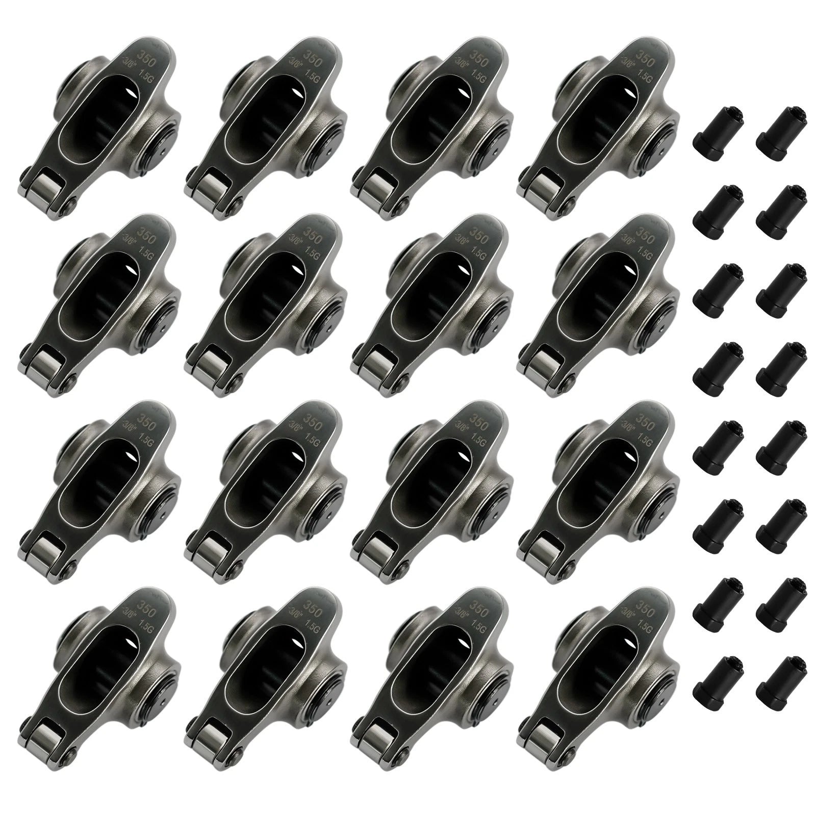 Set of 1.50 Ratio 3/8" Stainless Steel Roller Rocker Arms for SBC 350 (1969–1995)
