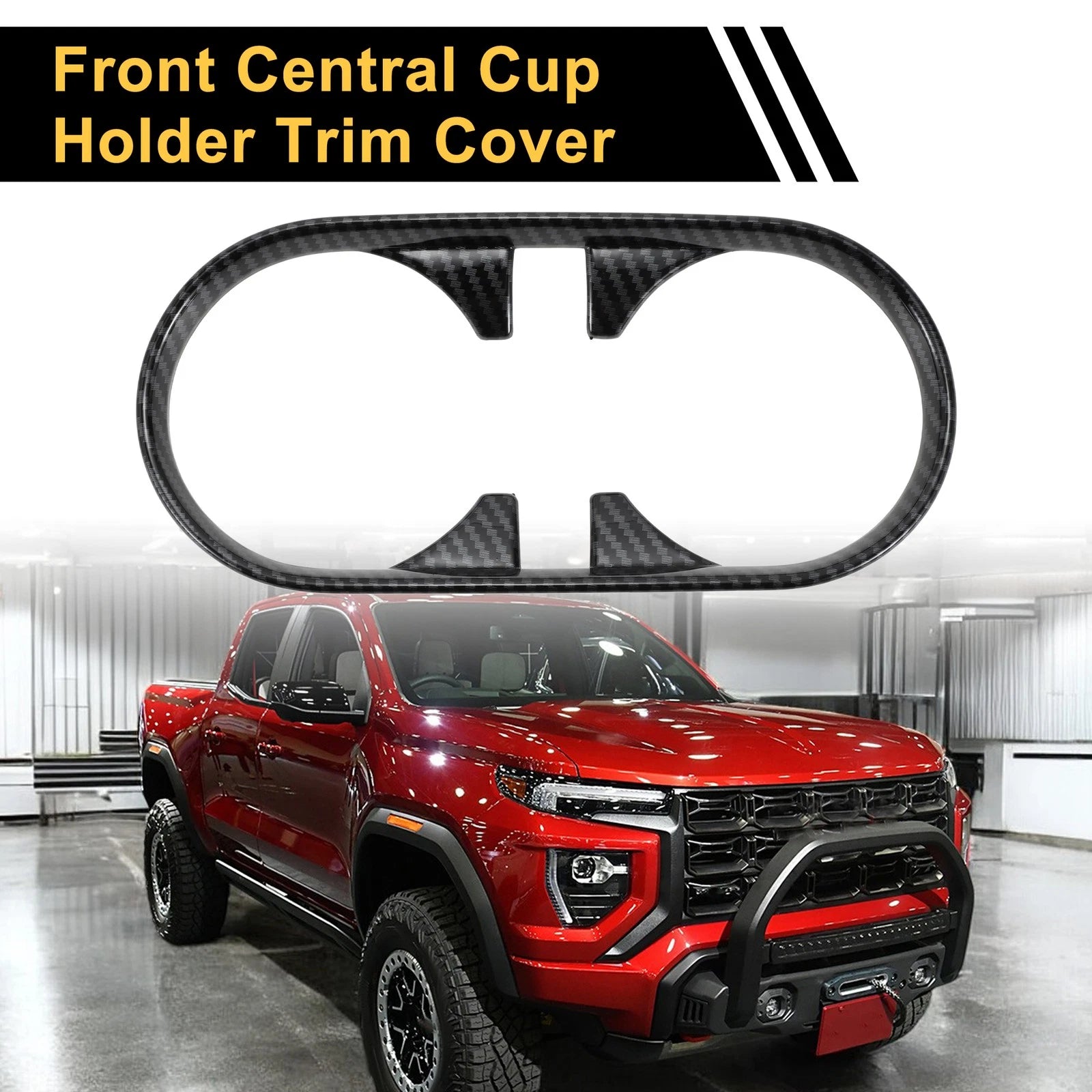 Front Central Cup Holder Cover for Chevy Colorado (2023–2024) Carbon Fiber