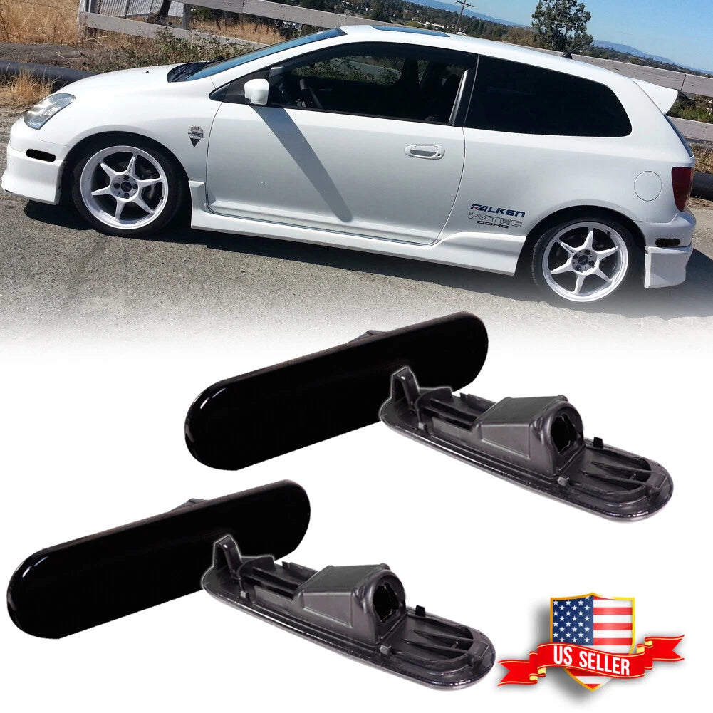 Set of 4 Smoke Front and Rear Bumper Side Marker Lights for Honda Civic Si (2002–2005)