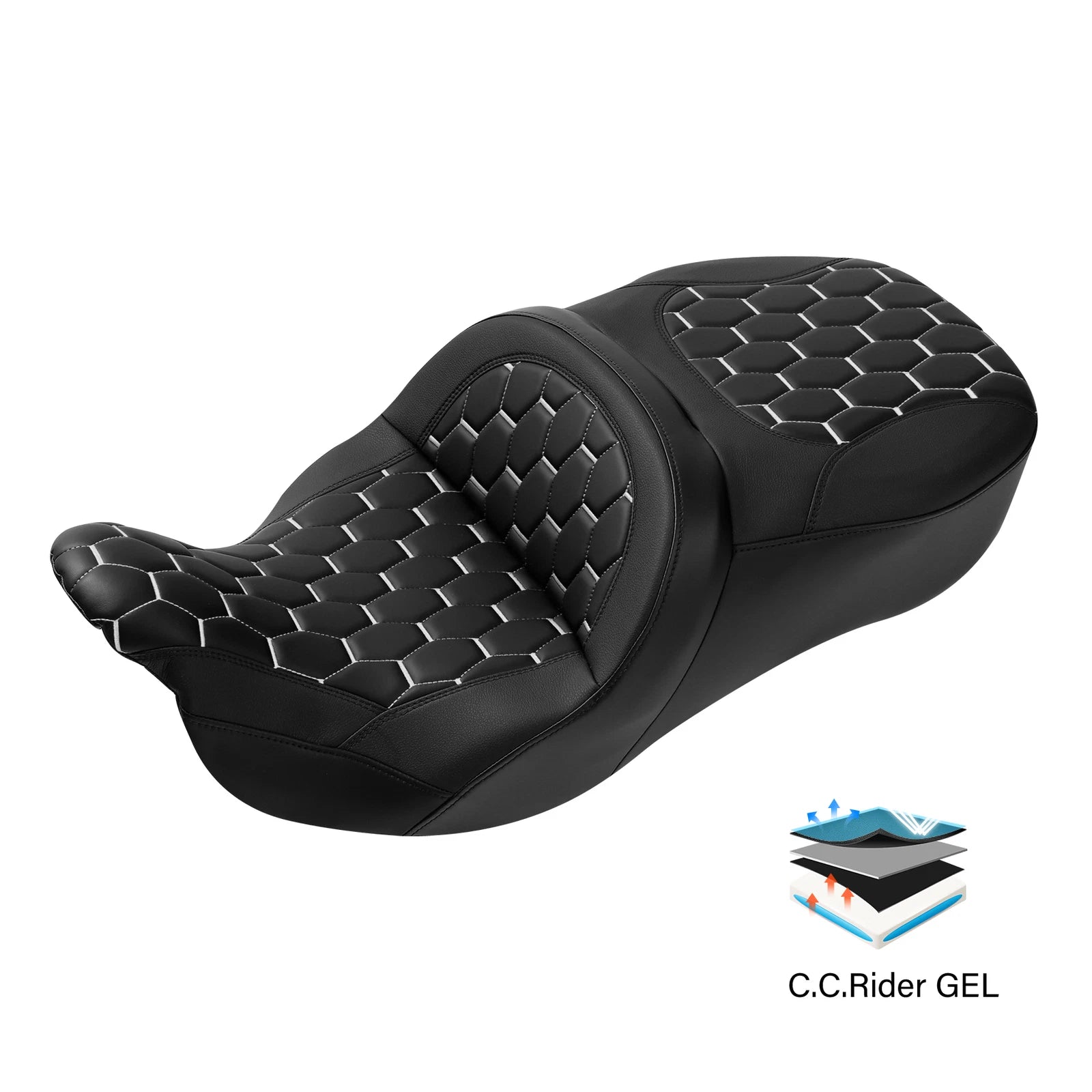 Gel Seat for Harley Street Glide, Road King (2009–2023) Black