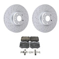 Hella Front Rotors & TRW Pro Low-Met Disc Brake Pads Kit for W205 C300 C350e C400 (2015–2021)