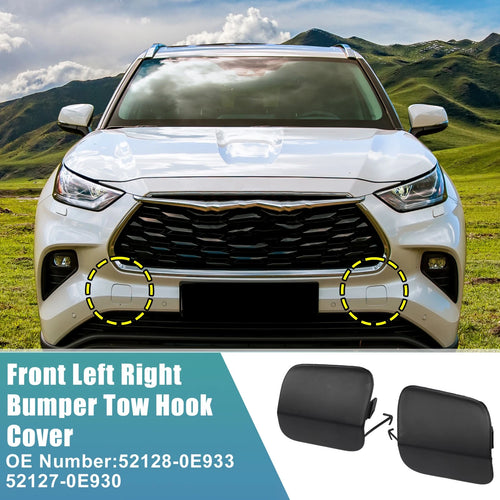 1 Pair Front Bumper Tow Hook Cover for Toyota Highlander (No. 52128-0E933) Black