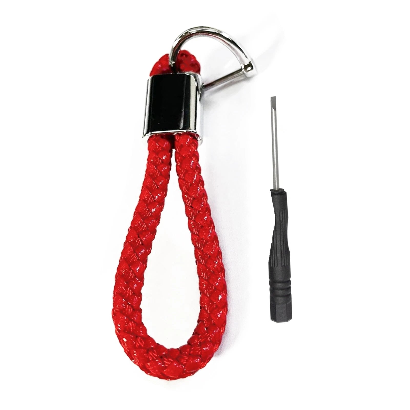 Braided Red Leather Key Chain Strap Ring for Car Key Fob (Universal)