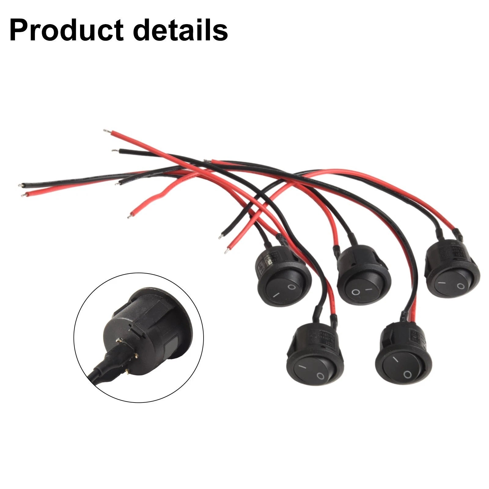 Set of 5 Round Rocker Switches 12V ON OFF for Boat and RV