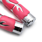 Pink Chrome Flame Hand Grips for Yamaha V Star 1100 (2000–2009)