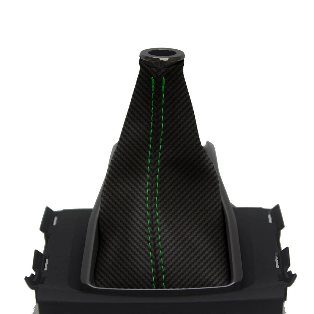Manual Shift Boot Cover for Honda Civic (2016–2020) - Carbon Fiber, Green Stitch
