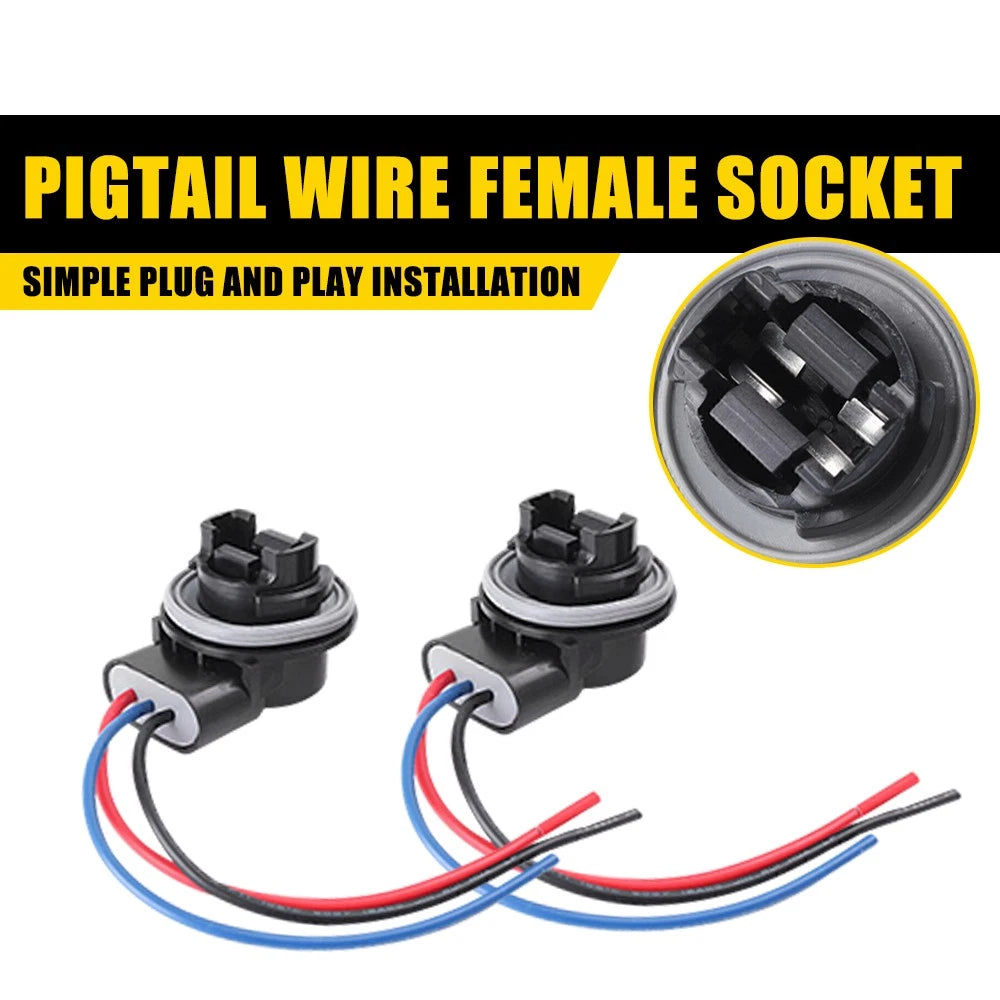2X 3157 T25 Socket Brake Bulb Turn Signal Harness for