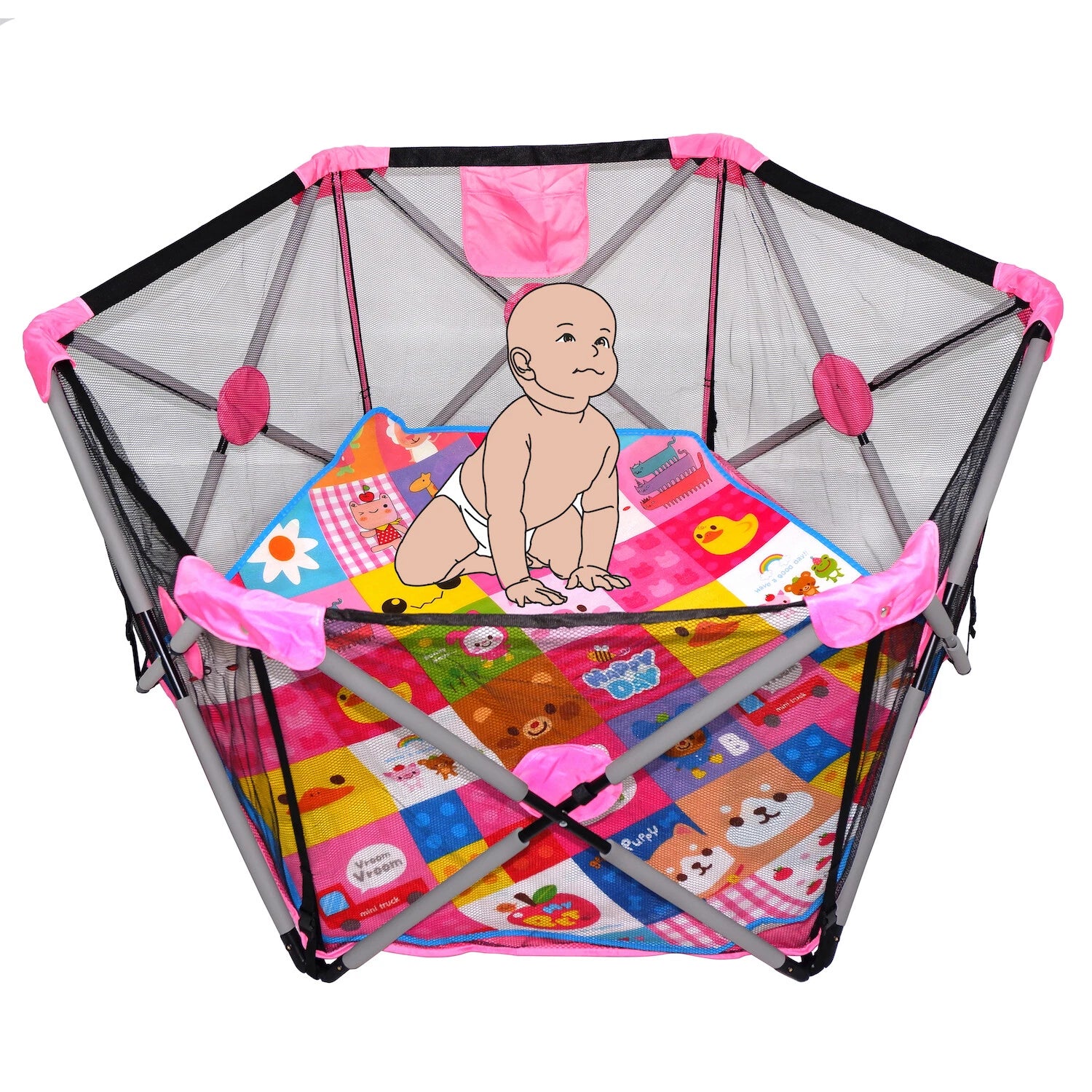 Portable Baby Playpen Safety Fence for Kids Indoor Outdoor
