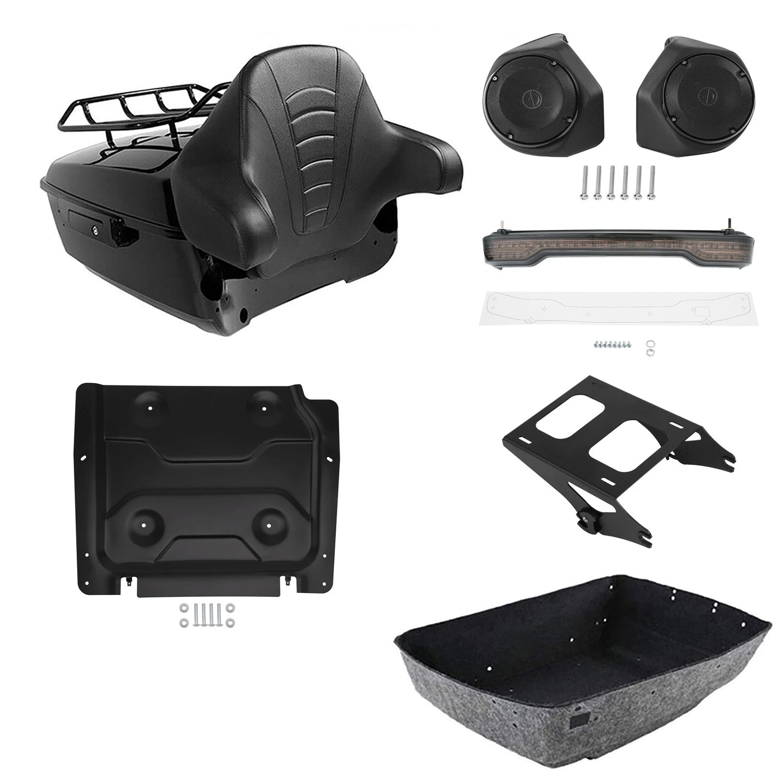 Trunk Backrest Mount Rack Speakers for Harley Street Glide (2014–2026)