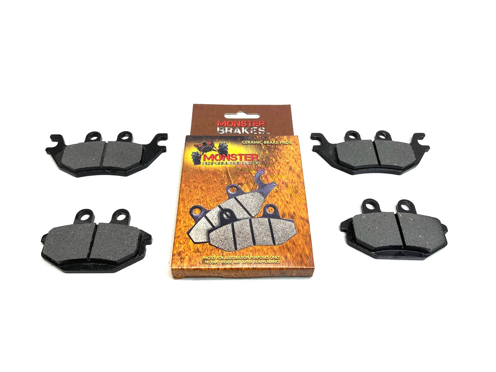 Set of 4 Monster Ceramic Rear Brake Pads for Kawasaki Mule (2015–2023) 43082-0138 43082-0146