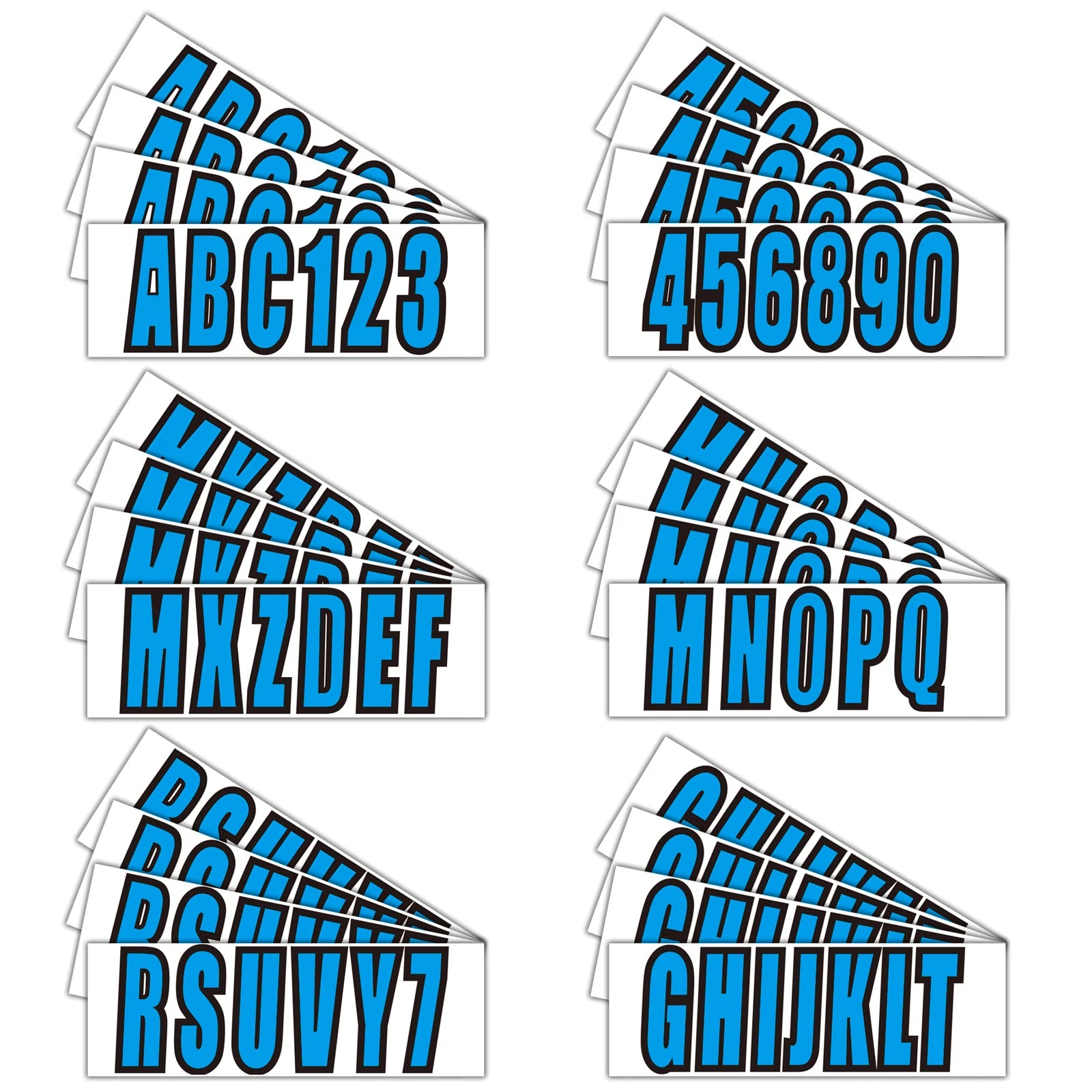 Set of 4 Boat Registration Decal Stickers A-Z & 0-9 Blue