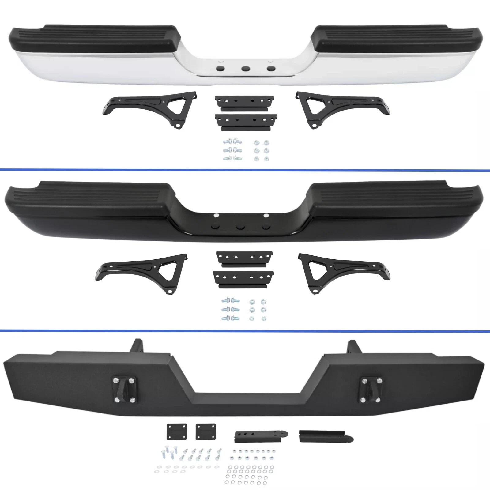 Chrome Rear Bumper Assembly for Dodge RAM 1500/2500/3500 (1994–2002)
