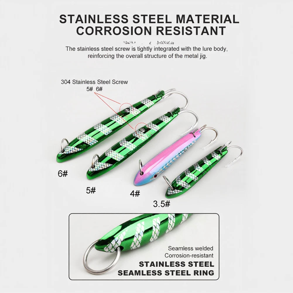 15g 88mm Metal Jig Lure Double Hook for Bass Trolling & Spanish Mackerel