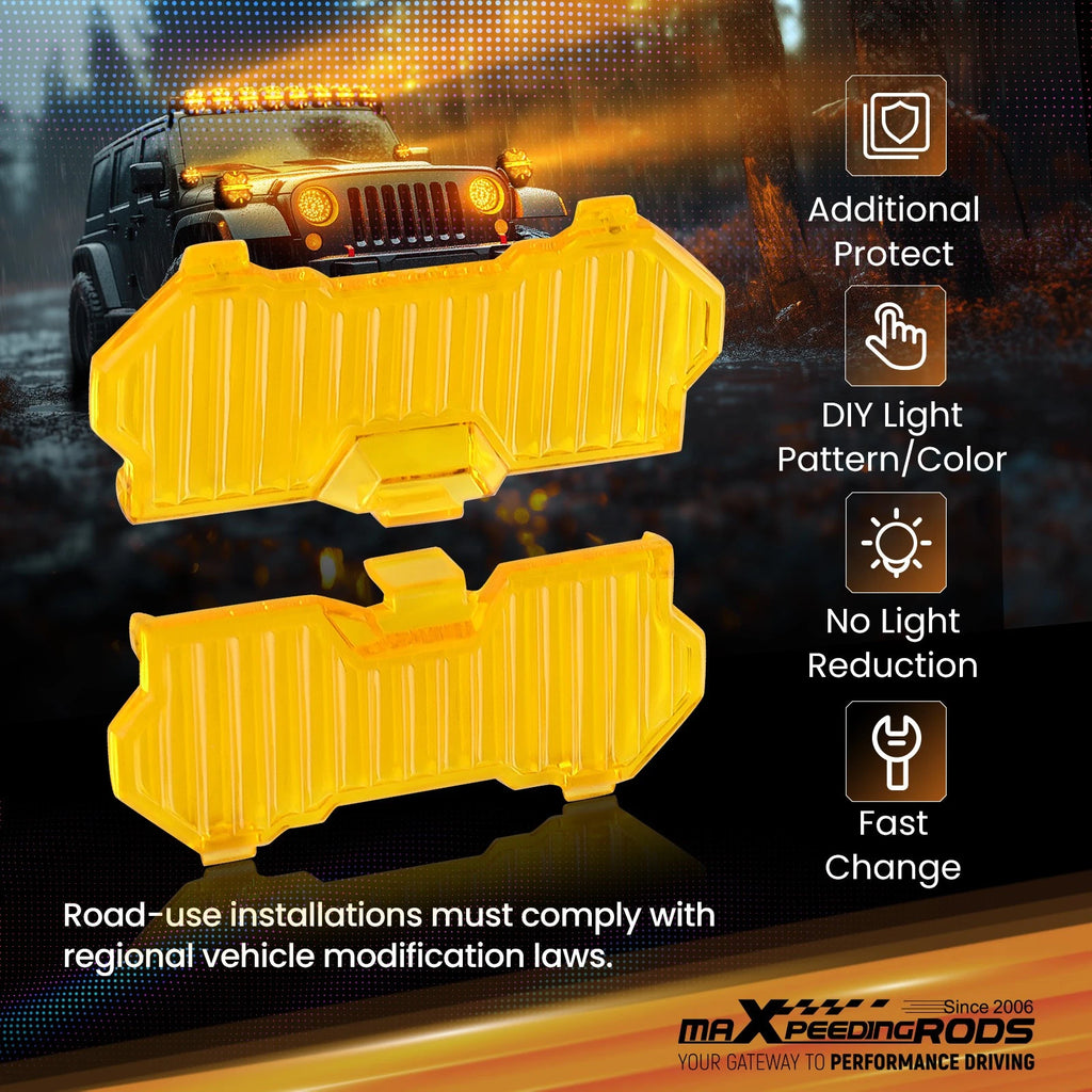 3.5" Round LED Light Covers for Off Road Driving Lights (Amber)