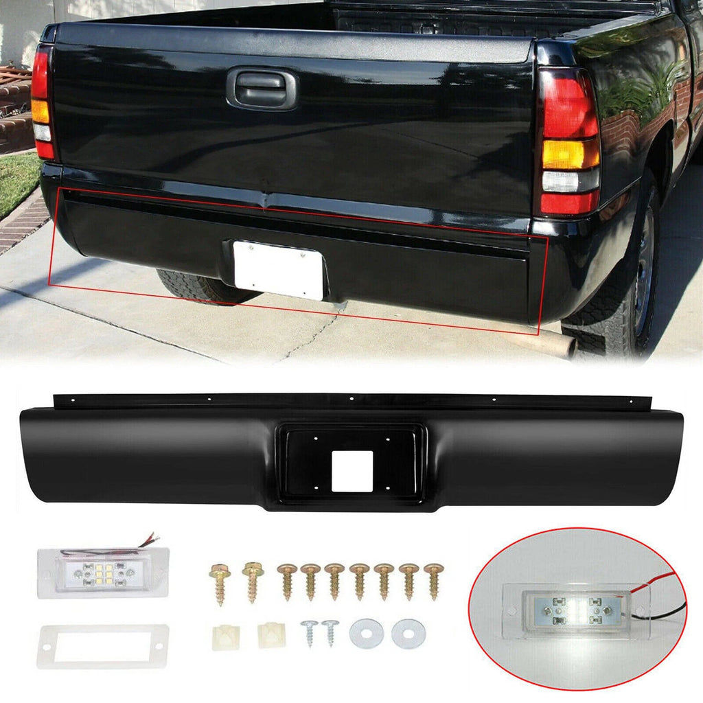 Rear Bumper Roll Pan w/LED Light for Chevrolet GMC C1500 2500/K1500 1988–1998