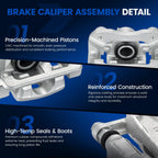 Pair Rear Disc Brake Calipers w/ Brackets for Hyundai Sonata (2006–2008) Azera (2006–2009)
