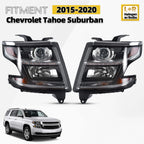 Halogen Headlight Set for Chevy Suburban/Tahoe (2015–2017) Left+Right Pair