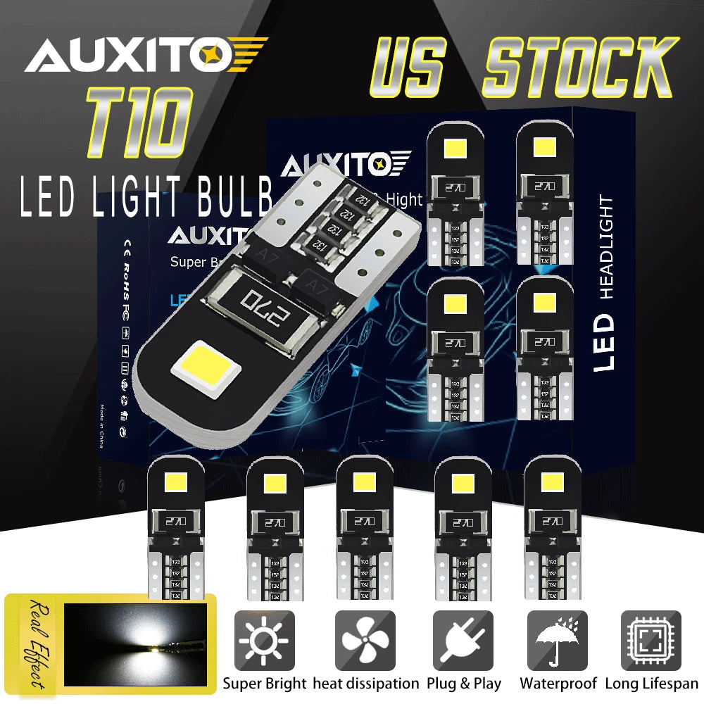 10Pcs White LED Interior Dome Map License Light Bulbs for Various Models