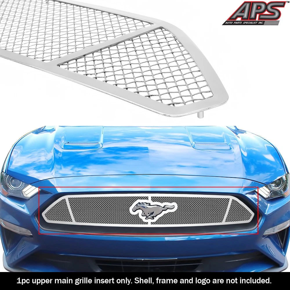 Stainless Chrome Mesh Grille for Ford Mustang EcoBoost (2018-2022)