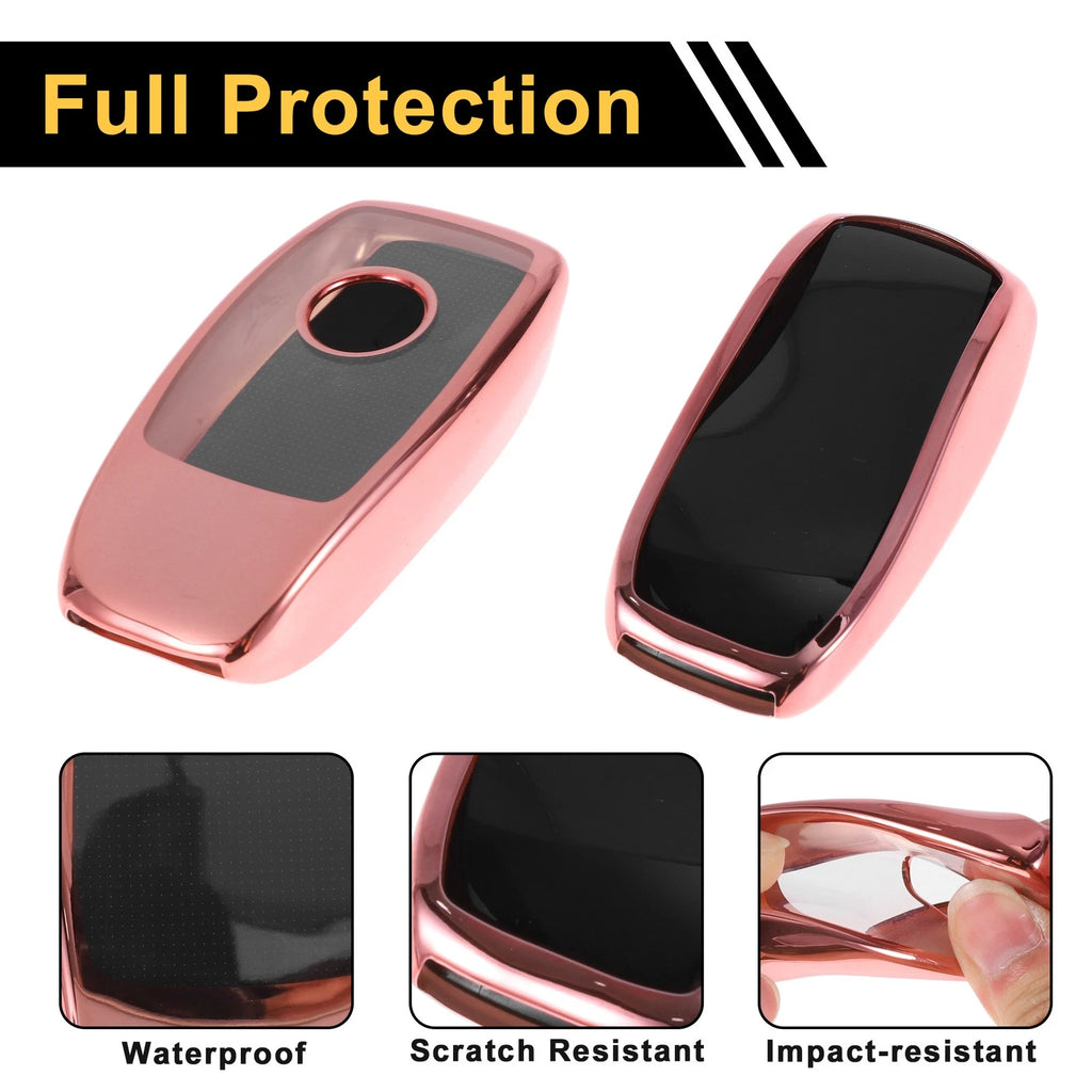 TPU Car Key Case for Mercedes Benz E Class (2017) - Rose Gold Tone