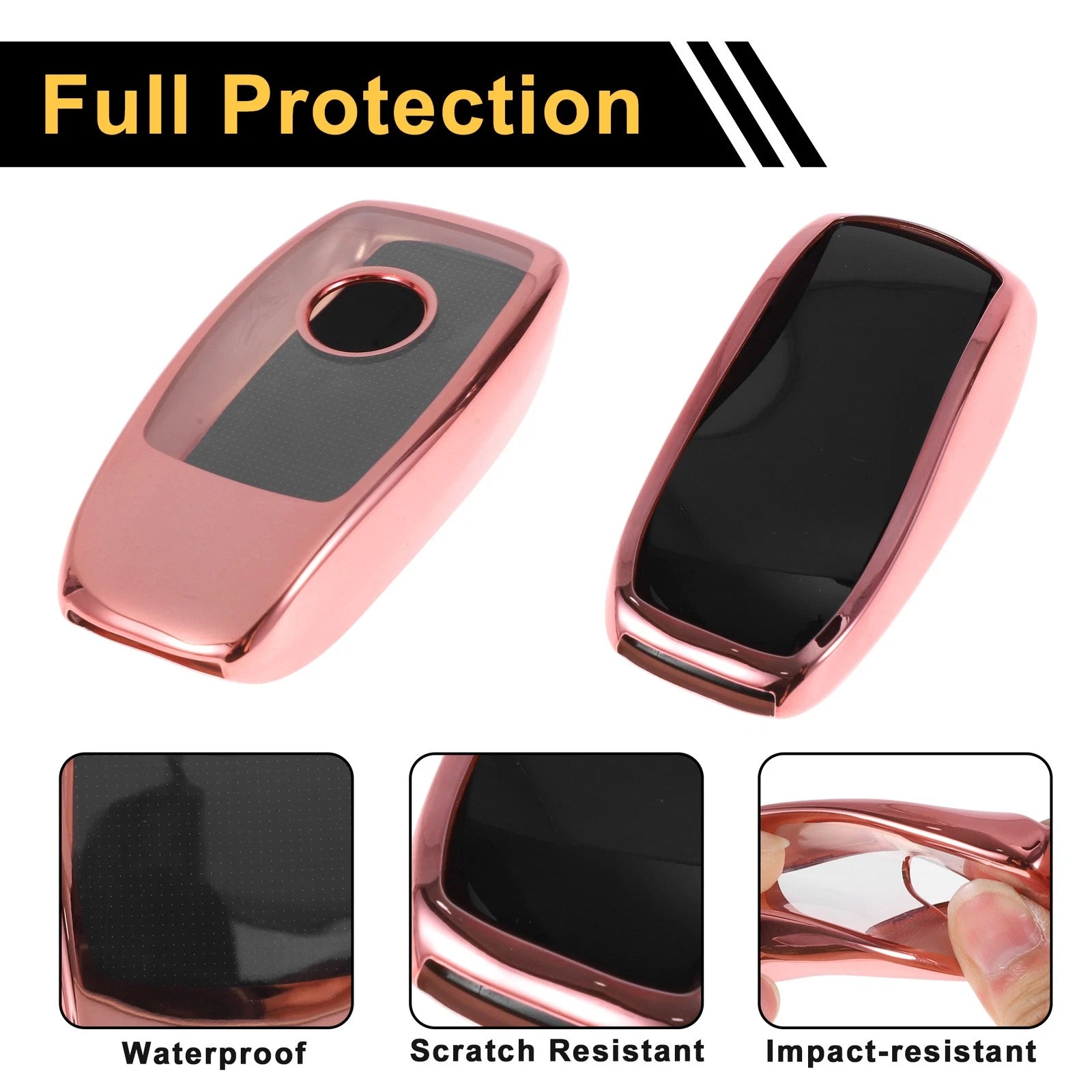 TPU Car Key Case for Mercedes Benz E Class (2017) - Rose Gold Tone