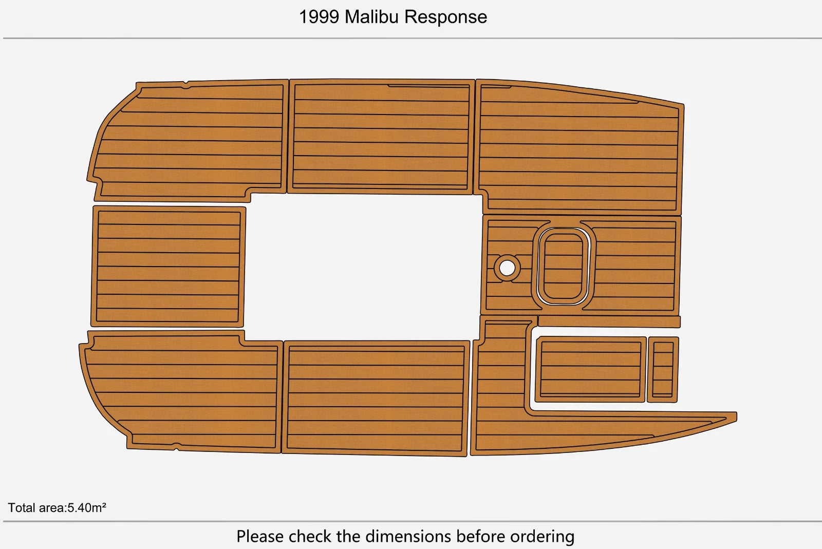 EVA Foam Teak Deck Flooring Pads for Malibu Response Cockpit (1999)