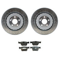 Set of 2 Dimpled Rotors & Brake Pads for Mercedes W221 S63 S65 AMG (2007–2013)