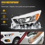 Headlights for Ford Escape (2017–2019) Chrome Amber Reflector Pair