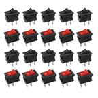 20PCS Rocker Switch Set 2 Pin ON OFF SPST 125VAC 6A for Boat Car