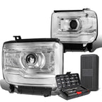 Pair of Chrome/Clear Signal Projector Headlights for Sierra 1500 (2014–2018)