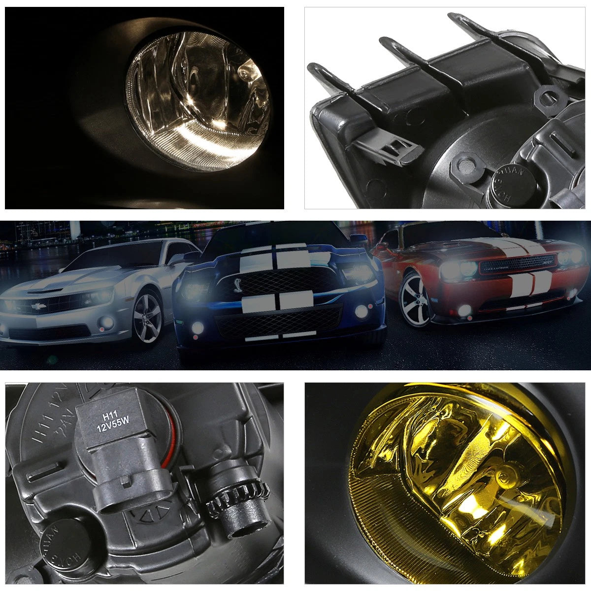 Set of 2 Amber Lens Fog Lights with Switch for Scion tC (2011–2013)