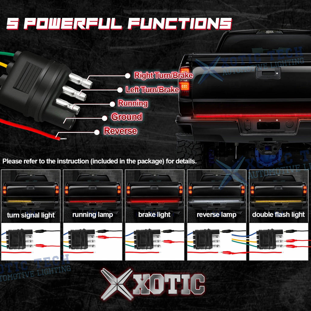 48 Inch 5-Function LED Strip Tailgate Light Bar for Dodge/Ford/GM (2010-2015)