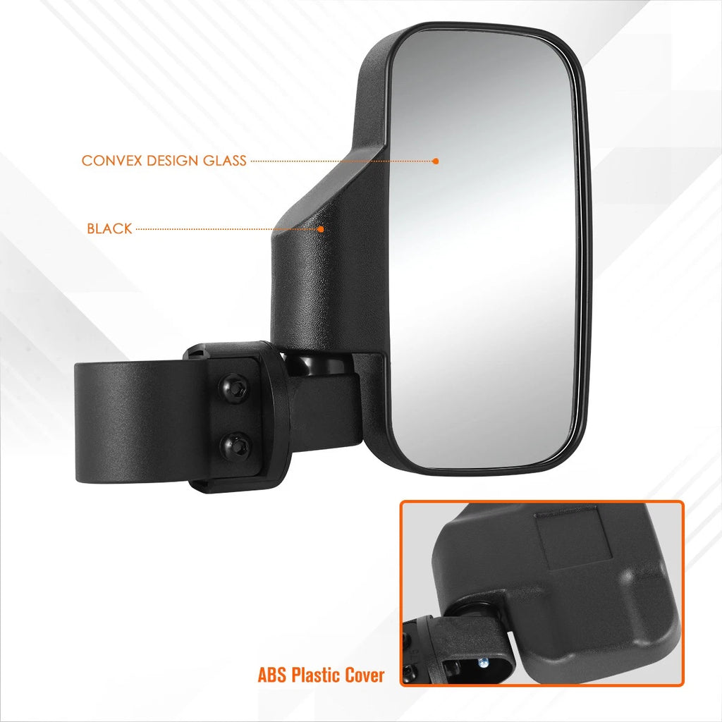 Set of 2 Universal UTV Textured Rectangle Convex Side View Mirrors