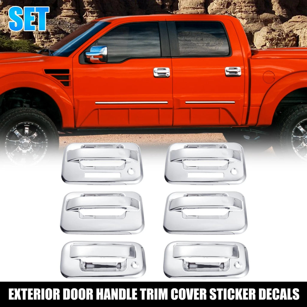 Set of 4 Silver Tone Exterior Door Handle Covers for Ford F150 