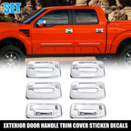 Set of 4 Silver Tone Exterior Door Handle Covers for Ford F150 