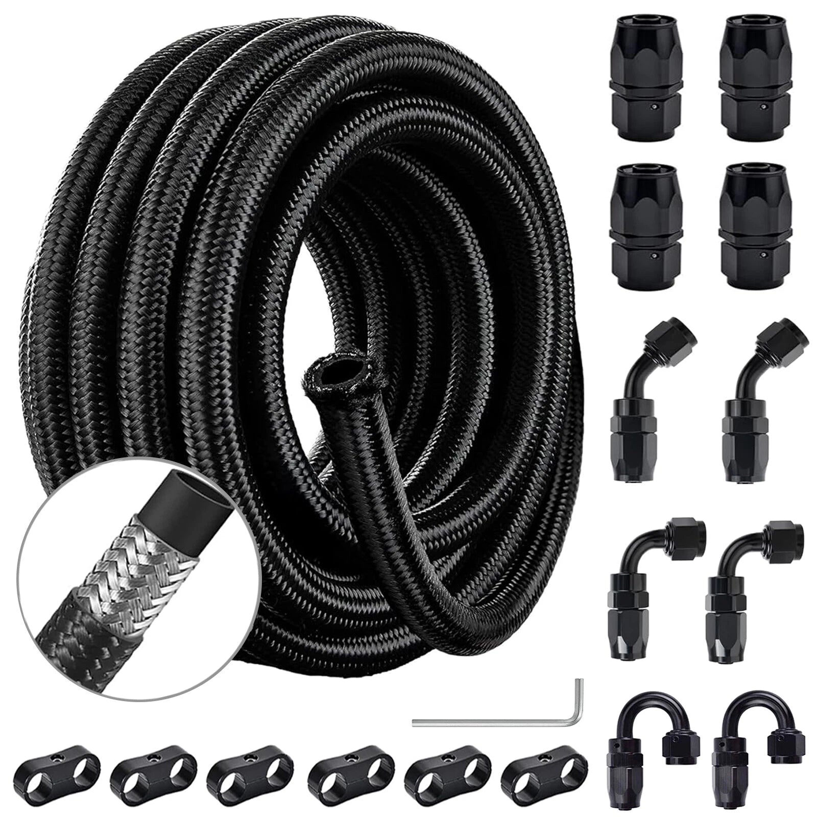 10FT Braided Nylon Fuel Line Hose for Universal Applications
