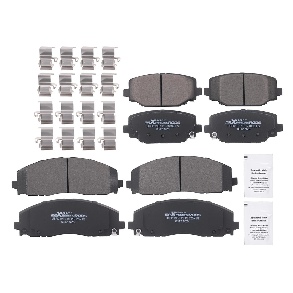 Front & Rear Brake Pads Kit for Dodge Grand Caravan/Journey (2012–2020) P1589 P1596