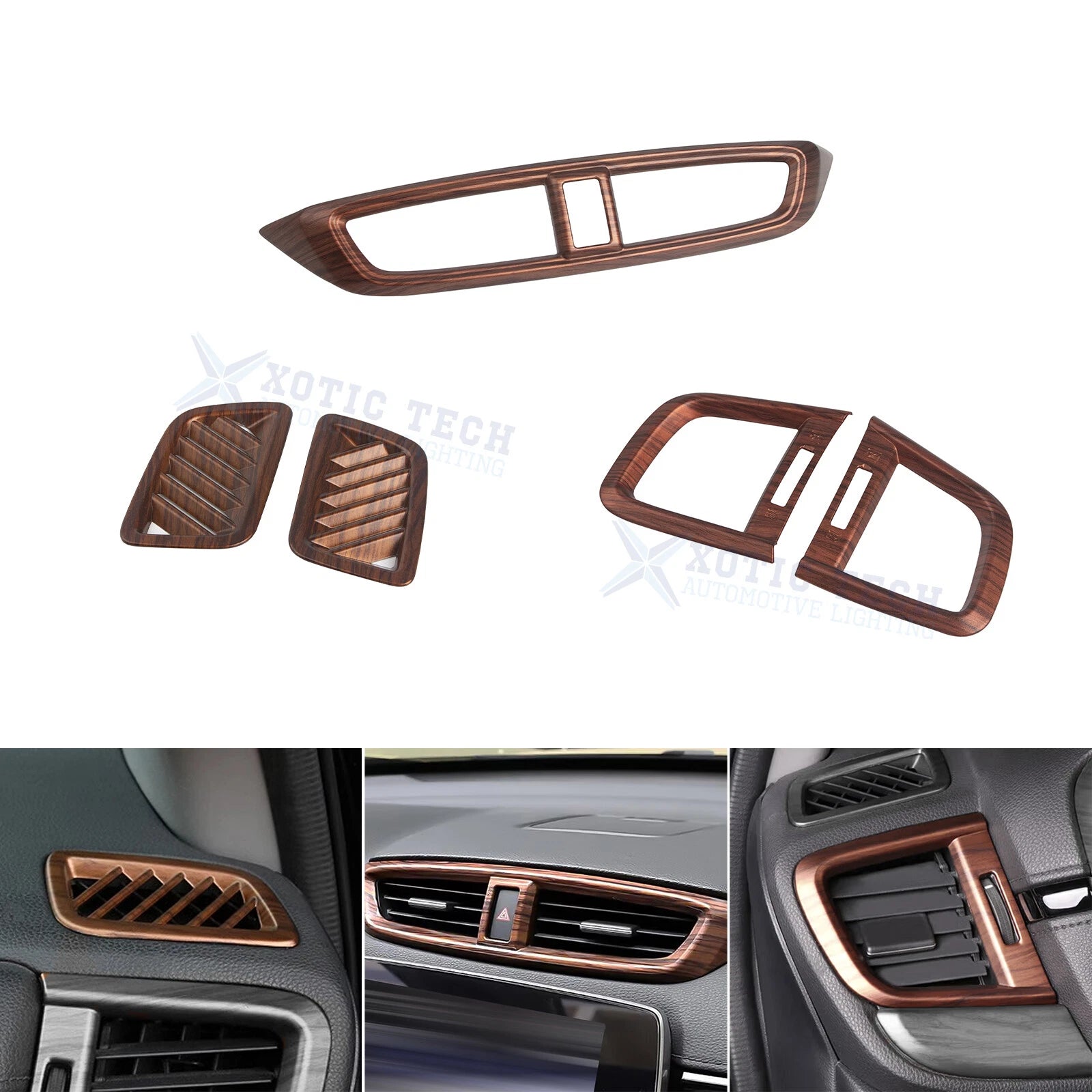 Peach Wood Look Inner Center Dash Side AC Vent Trim for Honda CR-V (2017-2022)