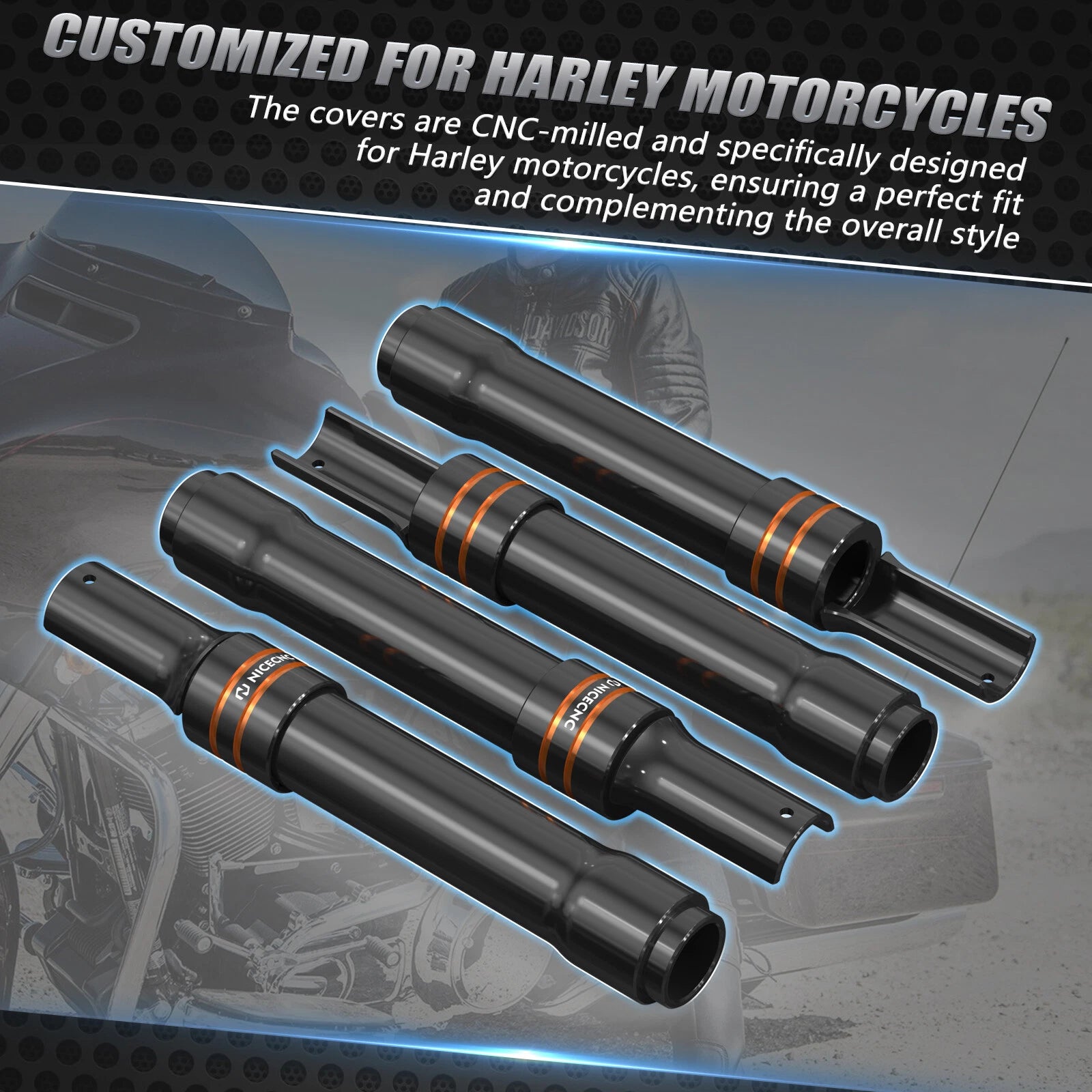 CNC M8 Pushrod Covers Tappet Covers for Harley Fat Boy Deluxe Heritage (2018–2023)