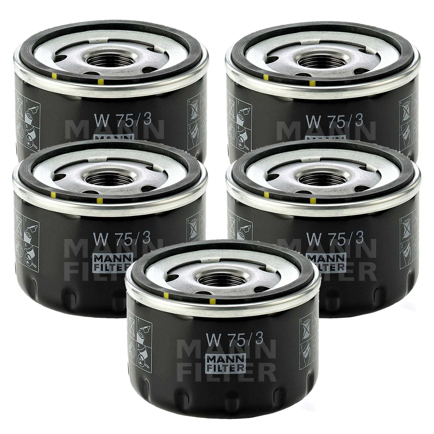 Set of 5 Engine Oil Filters W 75/3 for Ford GM Nissan Mazda Suzuki (OEM)