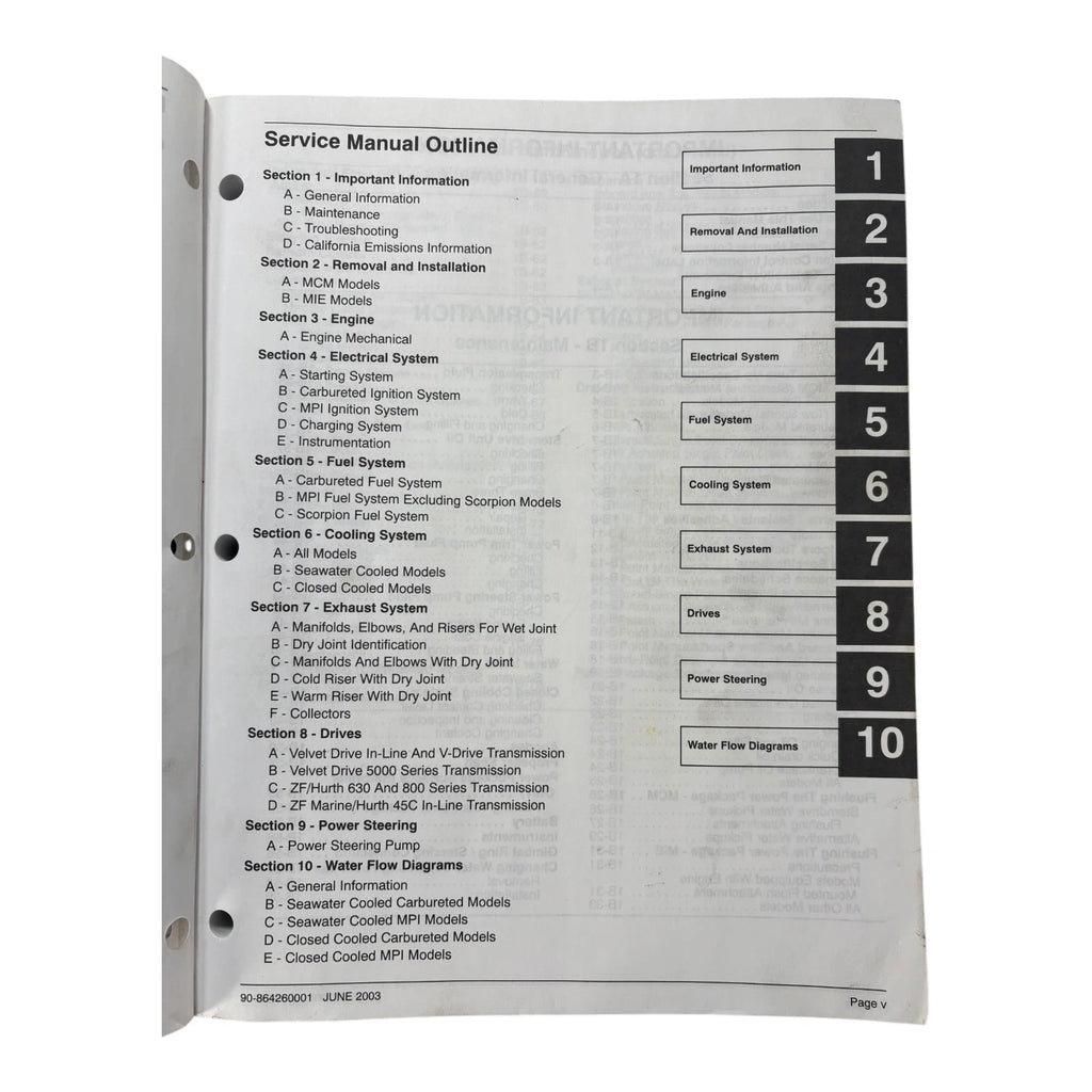 Mercury MerCruiser Manual for 5/5.7/6.2L MPI Gasoline Engines (90-864260001)