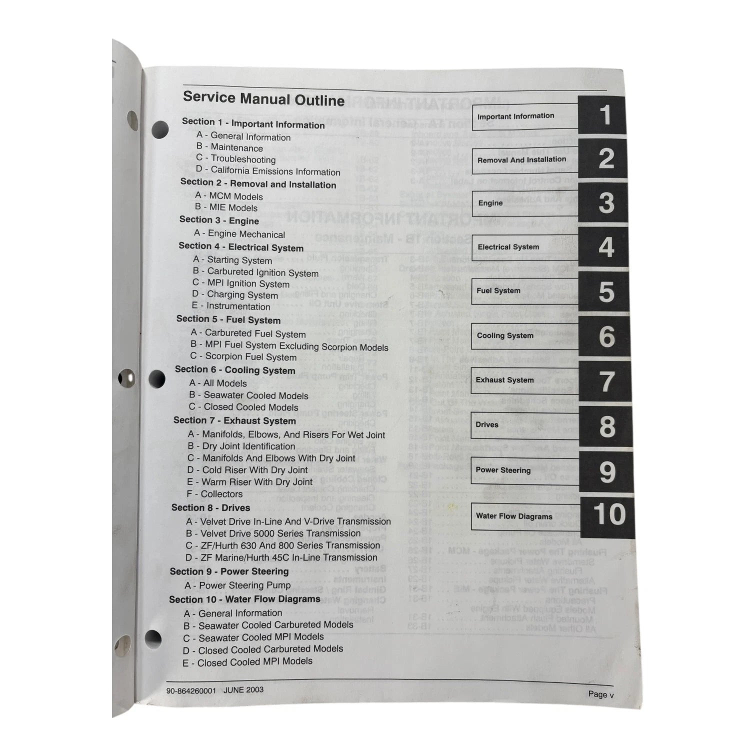 Mercury MerCruiser Manual for 5/5.7/6.2L MPI Gasoline Engines (90-864260001)