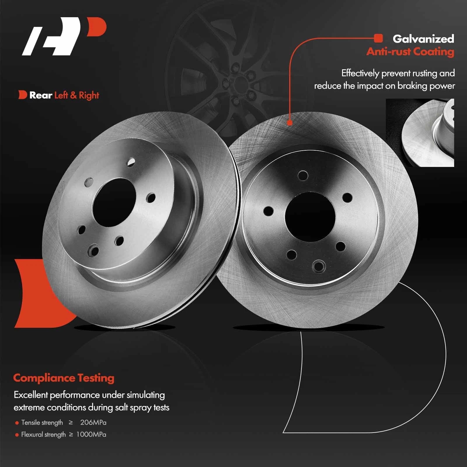 Rear Disc Brake Rotors for Infiniti EX35 EX37 G25 G35 G37 M35 M45 (2008–2013)